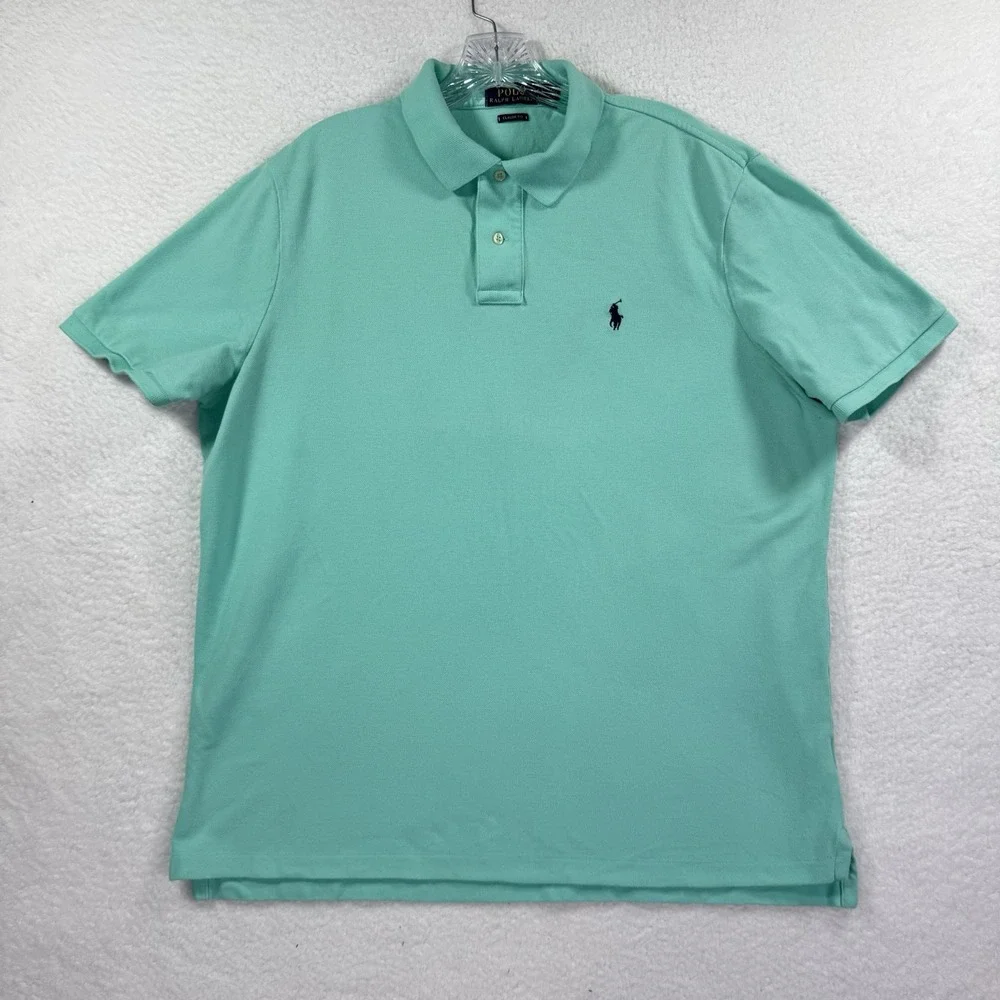 Polo Ralph Lauren Shirt Mens‎ Large Green Classic Fit Pony Golf Polo Preppy